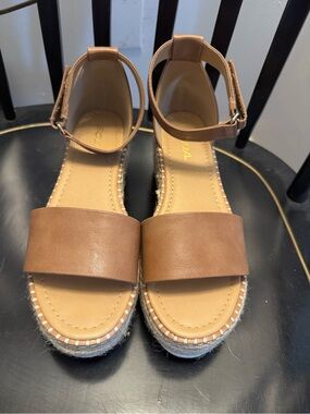 Soda Tan Brown Ankle-Strap Espadrille Sandals